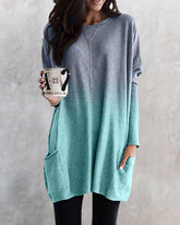 Gradient långärmad topp med fickor